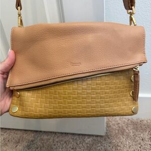 Hammitt Two-Tone Foldover Woven Leather Crossbody